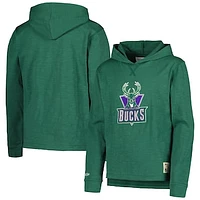 Youth Mitchell & Ness Green Milwaukee Bucks Hardwood Classics Legendary Slub Lightweight Pullover Hoodie