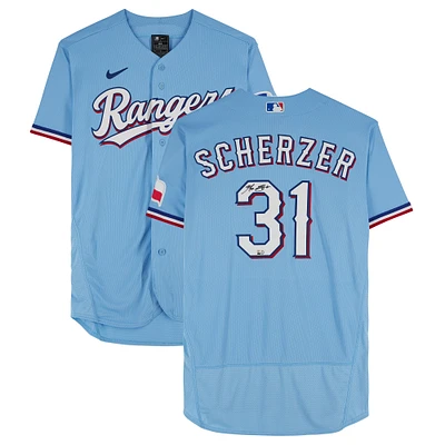 Max Scherzer Texas Rangers Autographed Light Blue Nike Authentic Jersey