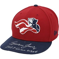 Spencer Jones Somerset Patriots Autographed Game-Used Red/Navy Cap from the 2023 MiLB Season with "Game Used" Inscription