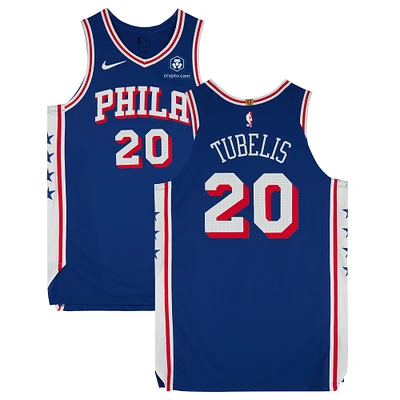 Ąžuolas Tubelis Philadelphia 76ers Player-Issued #20 Blue Jersey from the 2023-24 NBA Season