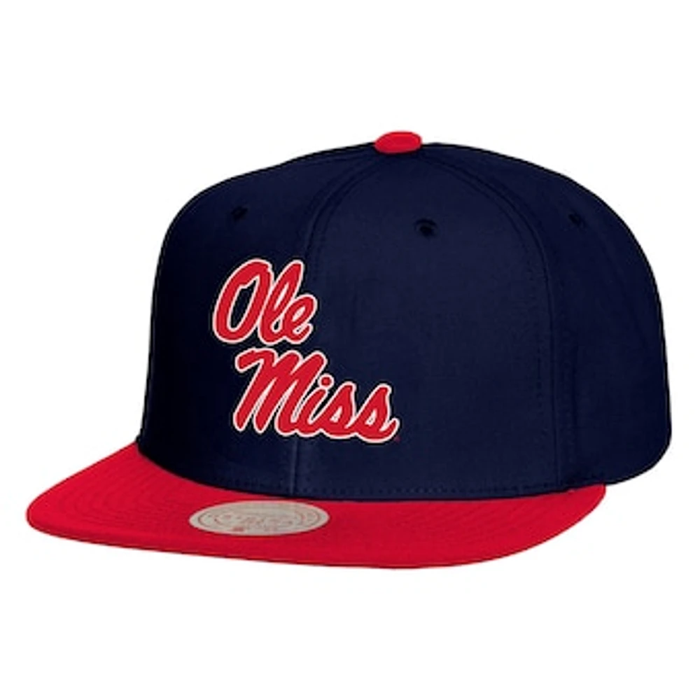 Men's Mitchell & Ness Navy/Red Ole Miss Rebels 2-Tone 2.0 Snapback Hat