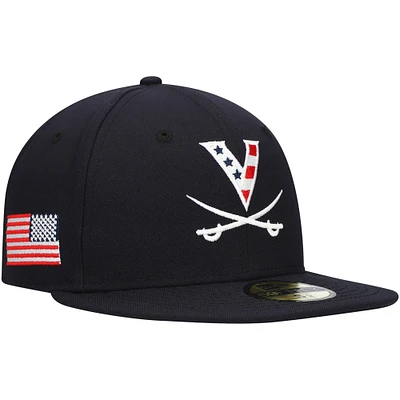 Men's New Era Navy Virginia Cavaliers Red, White & Hoo 59FIFTY Fitted Hat