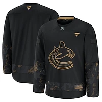 Men's Fanatics  Black Vancouver Canucks 2024 Military Appreciation Practice Jersey