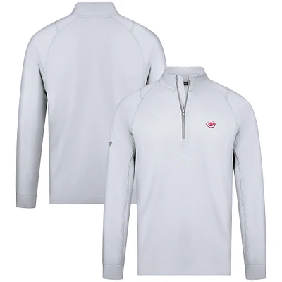 Men's Levelwear White Cincinnati Reds Theory Insignia Quarter-Zip Pullover