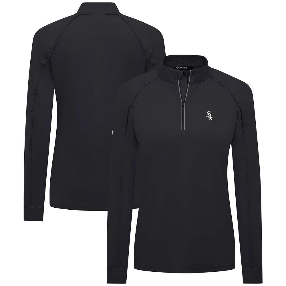 Women's Levelwear Black Chicago White Sox Kinetic Insignia Quarter-Zip Pullover