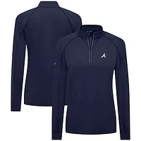Women's Levelwear  Navy Atlanta Braves Kinetic Insignia Quarter-Zip Pullover