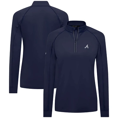 Women's Levelwear  Navy Atlanta Braves Kinetic Insignia Quarter-Zip Pullover