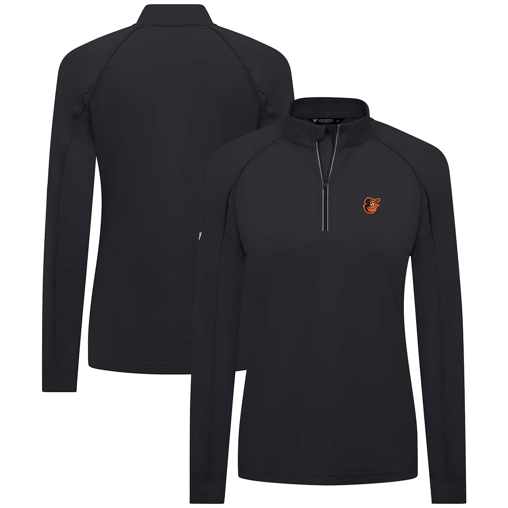 Women's Levelwear Black Baltimore Orioles Kinetic Insignia Quarter-Zip Pullover