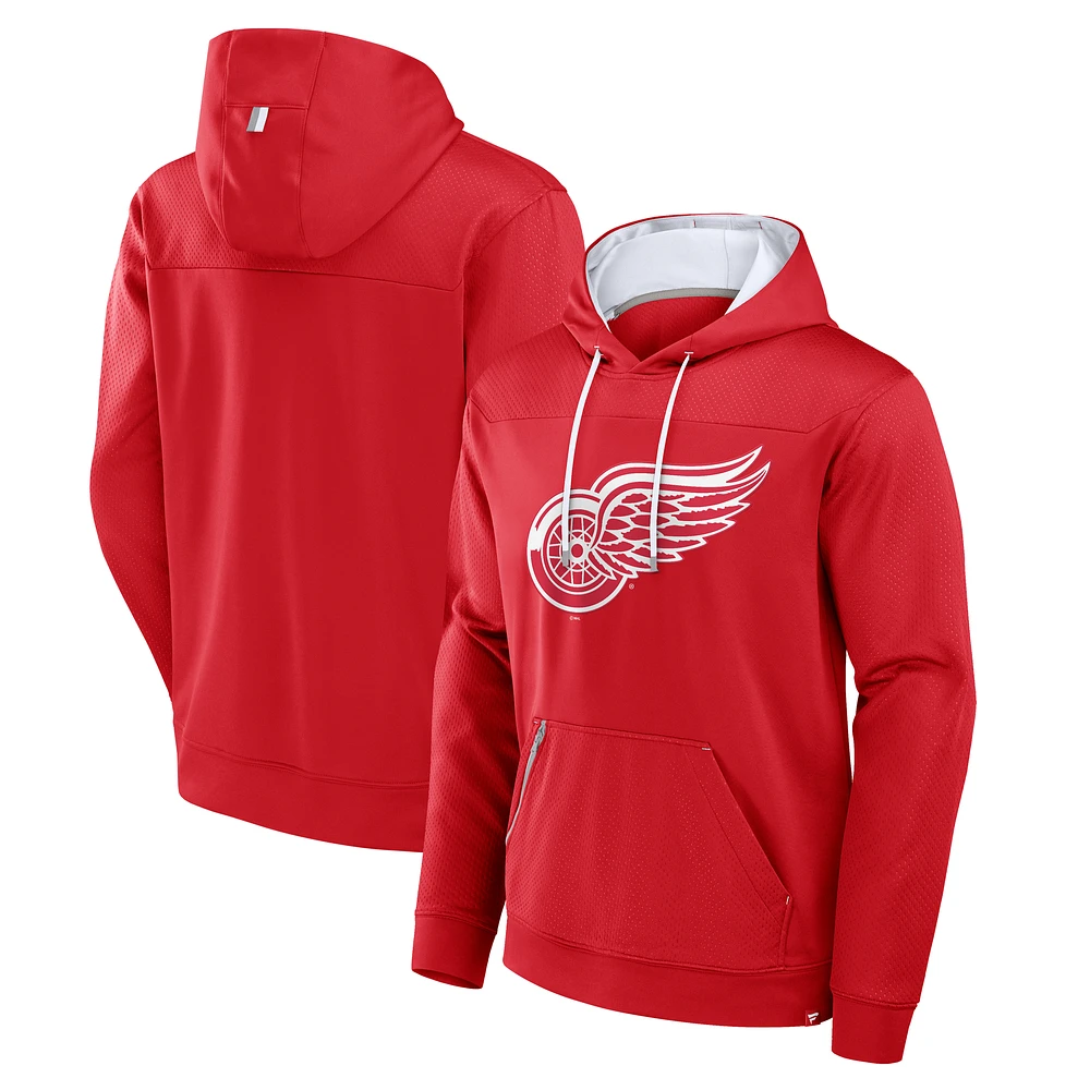 Men's Fanatics  Red Detroit Wings Defender Pullover Hoodie