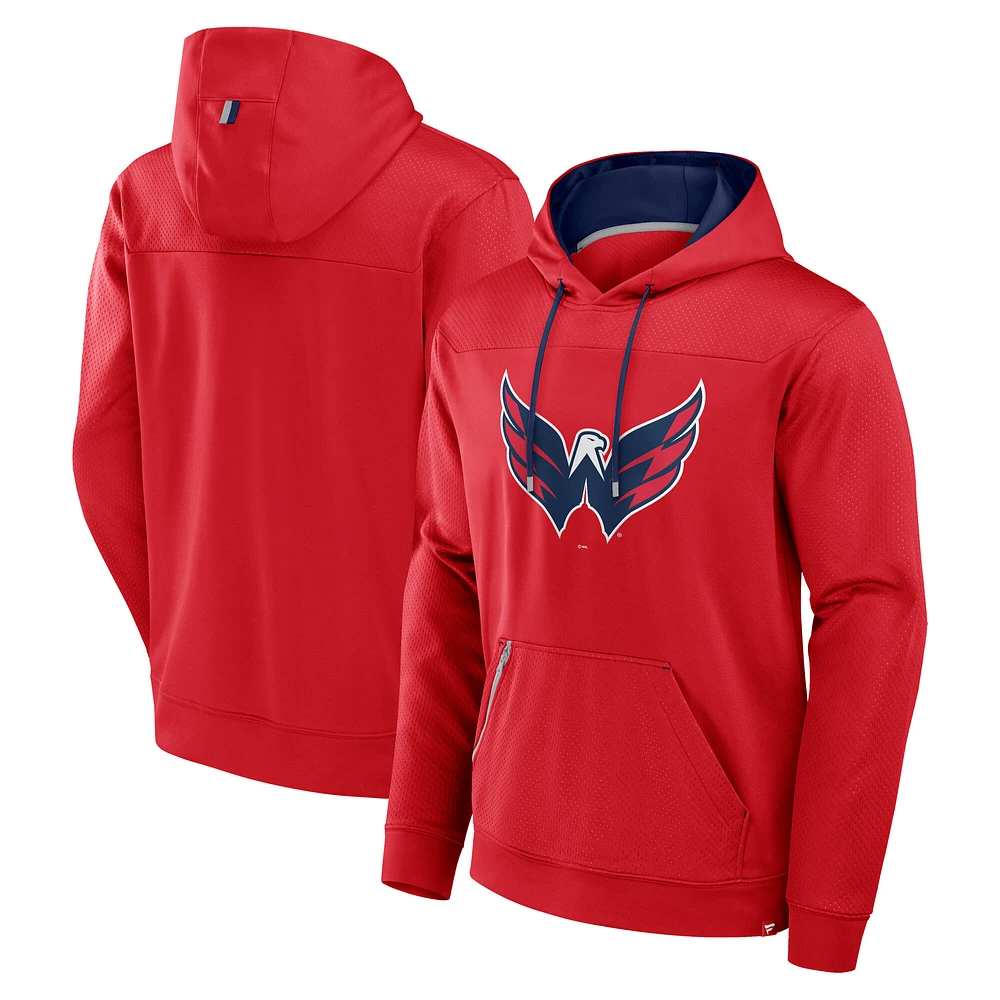 Men's Fanatics  Red Washington Capitals Defender Pullover Hoodie