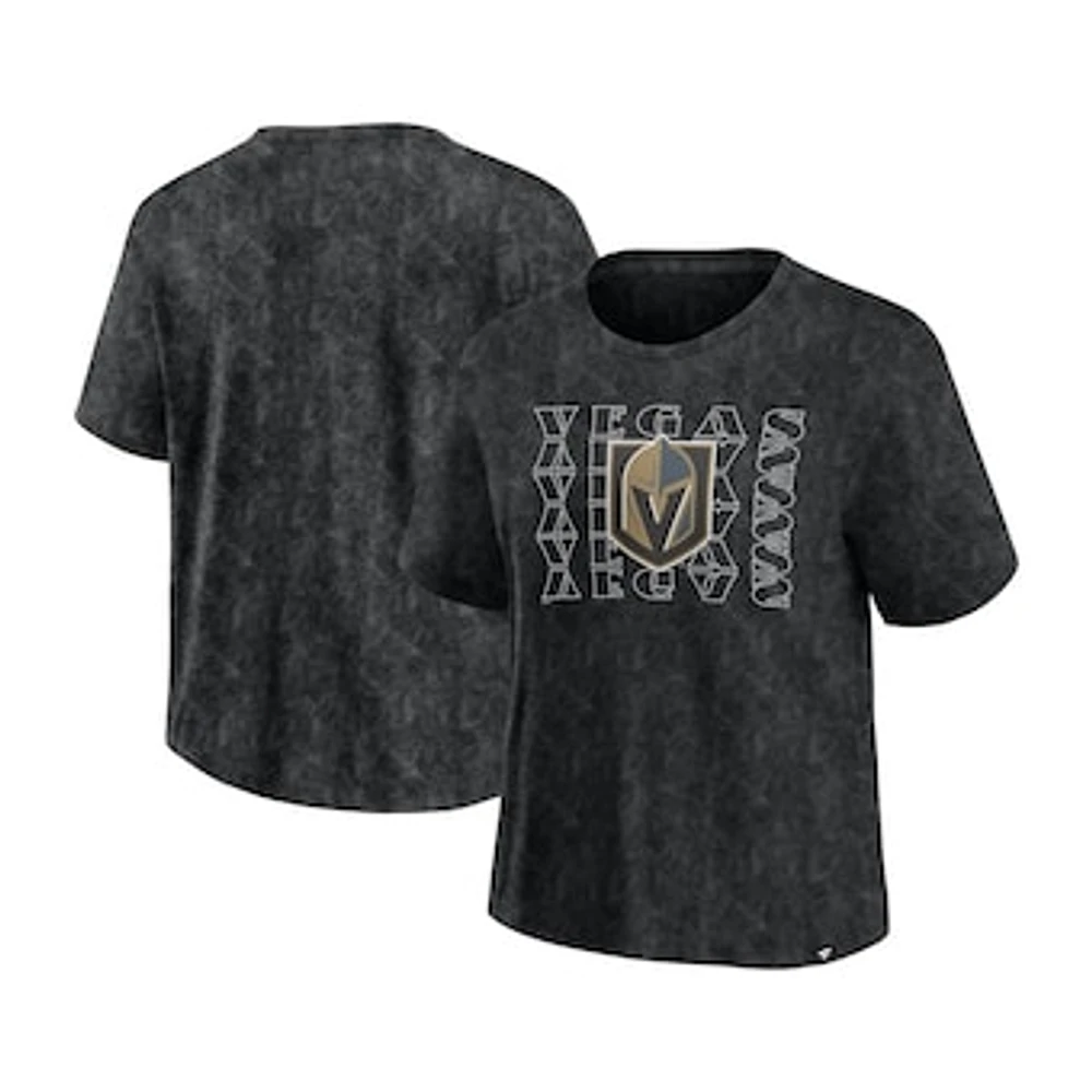 Women's Fanatics  Black Vegas Golden Knights Faded Wash T-Shirt