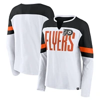 Women's Fanatics White Philadelphia Flyers Frozen Long Sleeve Notch Neck T-Shirt