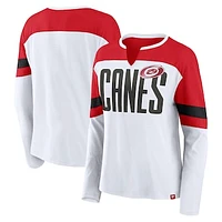 Women's Fanatics White Carolina Hurricanes Frozen Long Sleeve Notch Neck T-Shirt