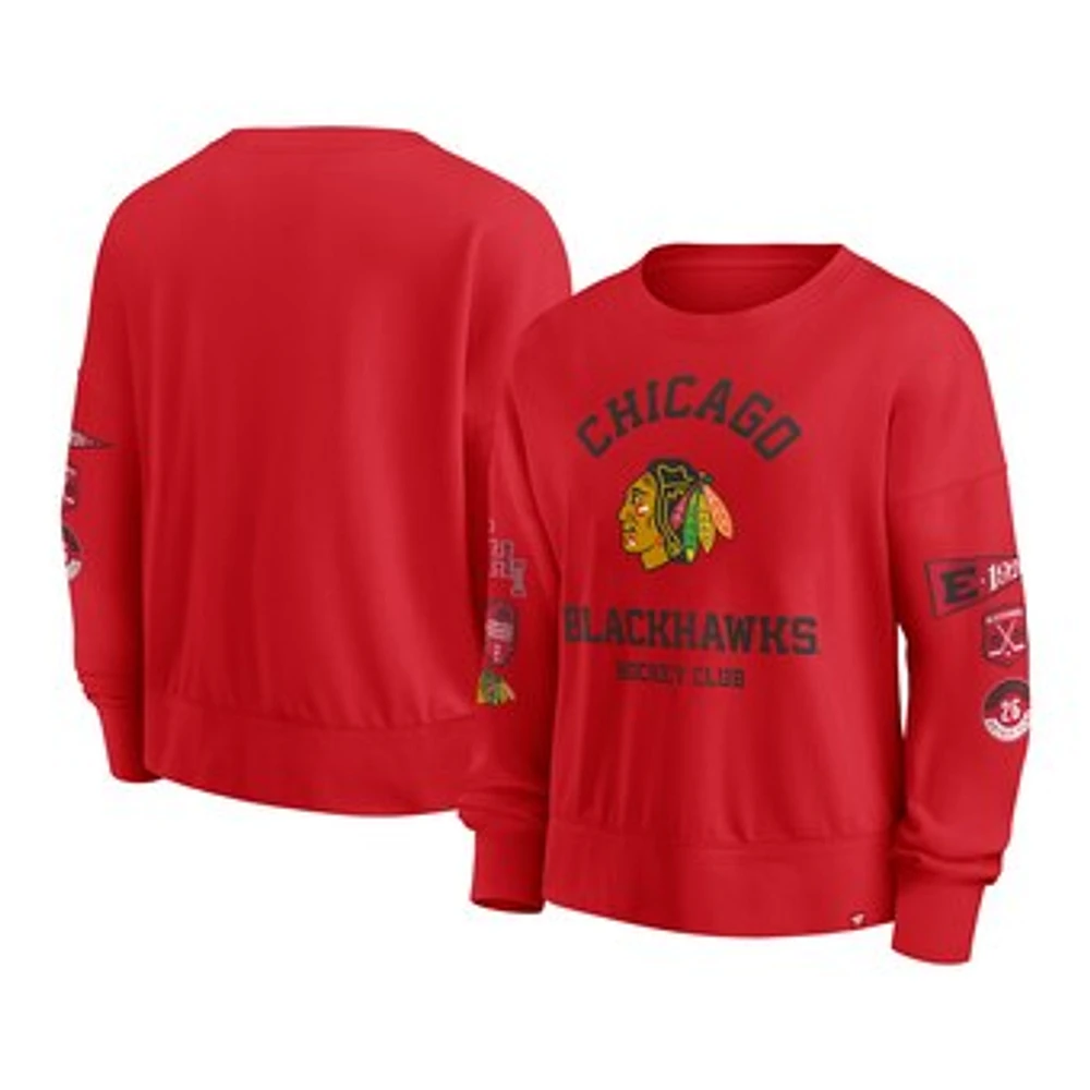 Women's Fanatics Red Chicago Blackhawks Go Team Pullover Sweatshirt