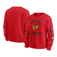 Women's Fanatics Red Chicago Blackhawks Go Team Pullover Sweatshirt