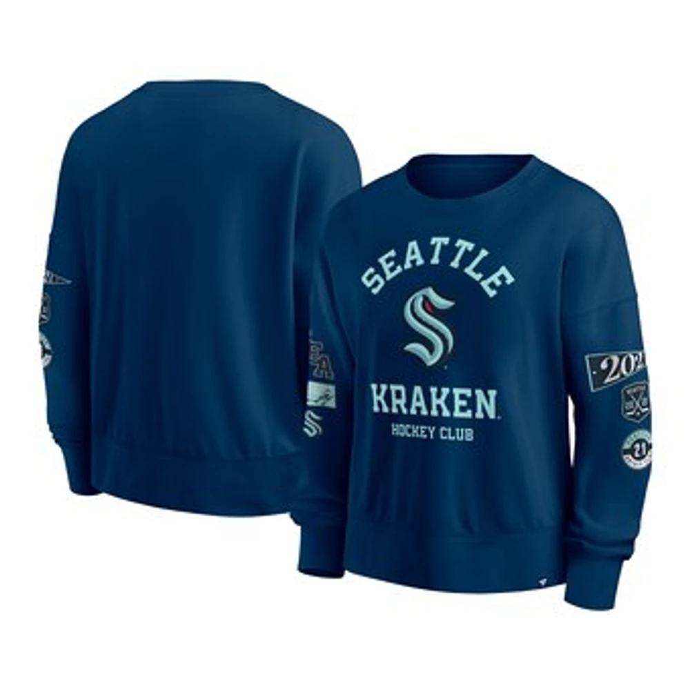 Women's Fanatics Deep Sea Blue Seattle Kraken Go Team Pullover Sweatshirt