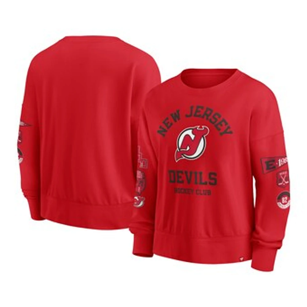 Women's Fanatics Red New Jersey Devils Go Team Pullover Sweatshirt