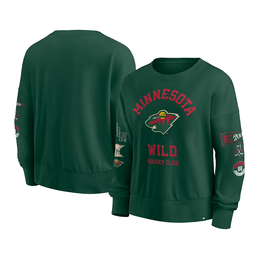 Women's Fanatics Green Minnesota Wild Go Team Pullover Sweatshirt