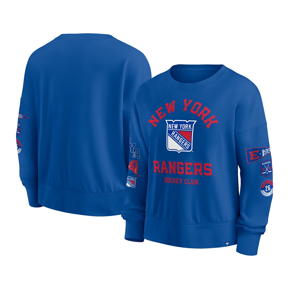 Women's Fanatics Blue New York Rangers Go Team Pullover Sweatshirt