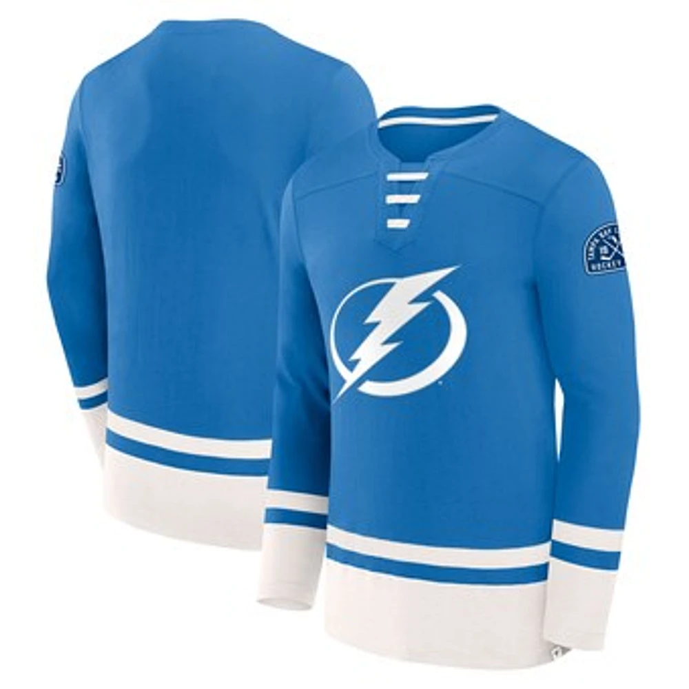 Men's Fanatics Blue Tampa Bay Lightning Lace-Up High Point Long Sleeve T-Shirt