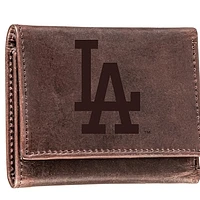 Brown Los Angeles Dodgers Tri-Fold Leather Wallet