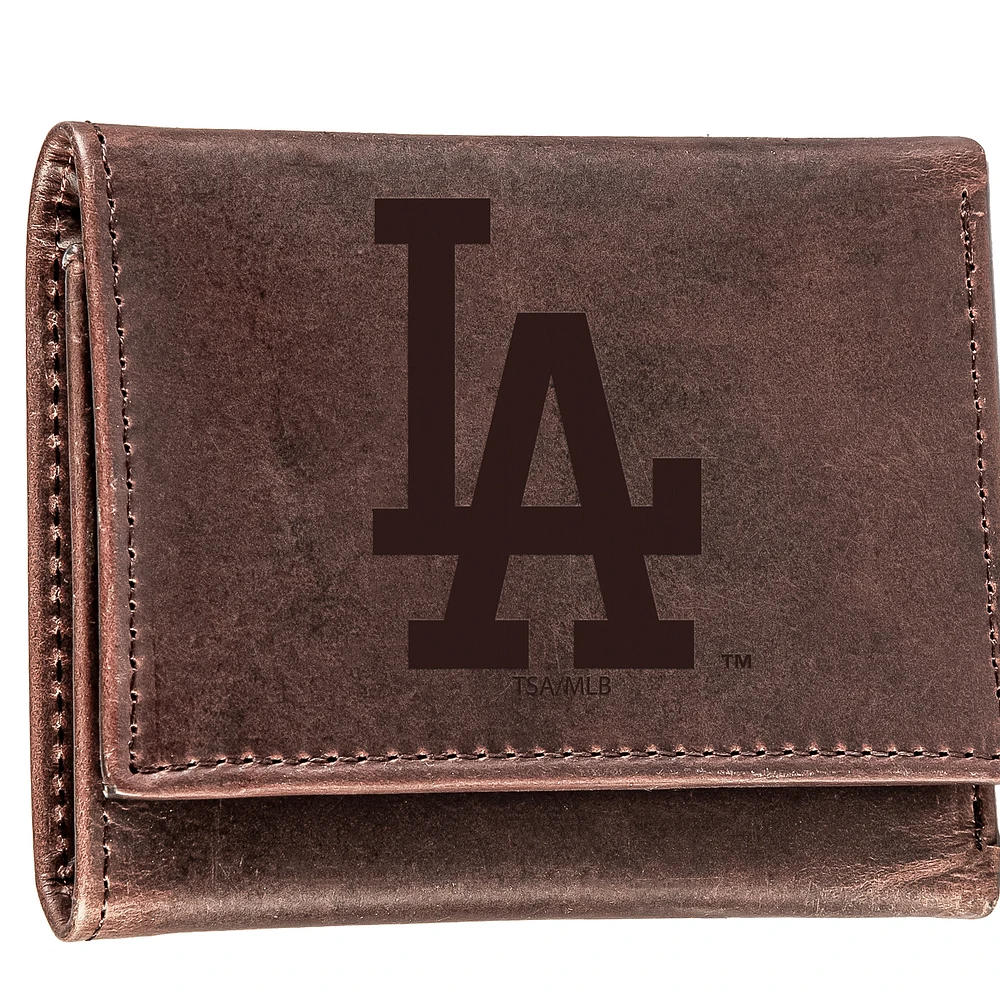 Brown Los Angeles Dodgers Tri-Fold Leather Wallet