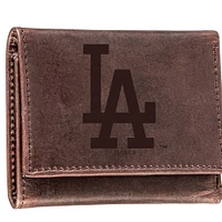 Brown Los Angeles Dodgers Tri-Fold Leather Wallet