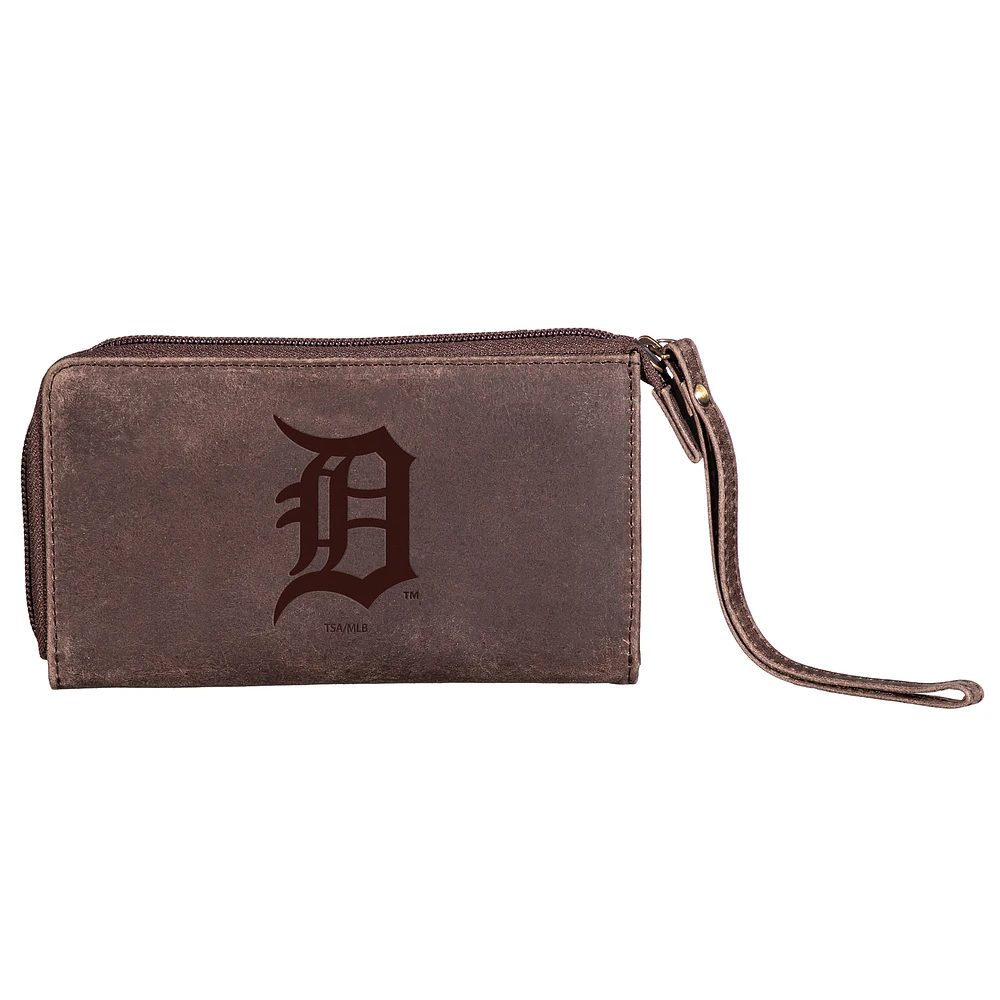 Brown Detroit Tigers Cell Phone Wristlet Wallet