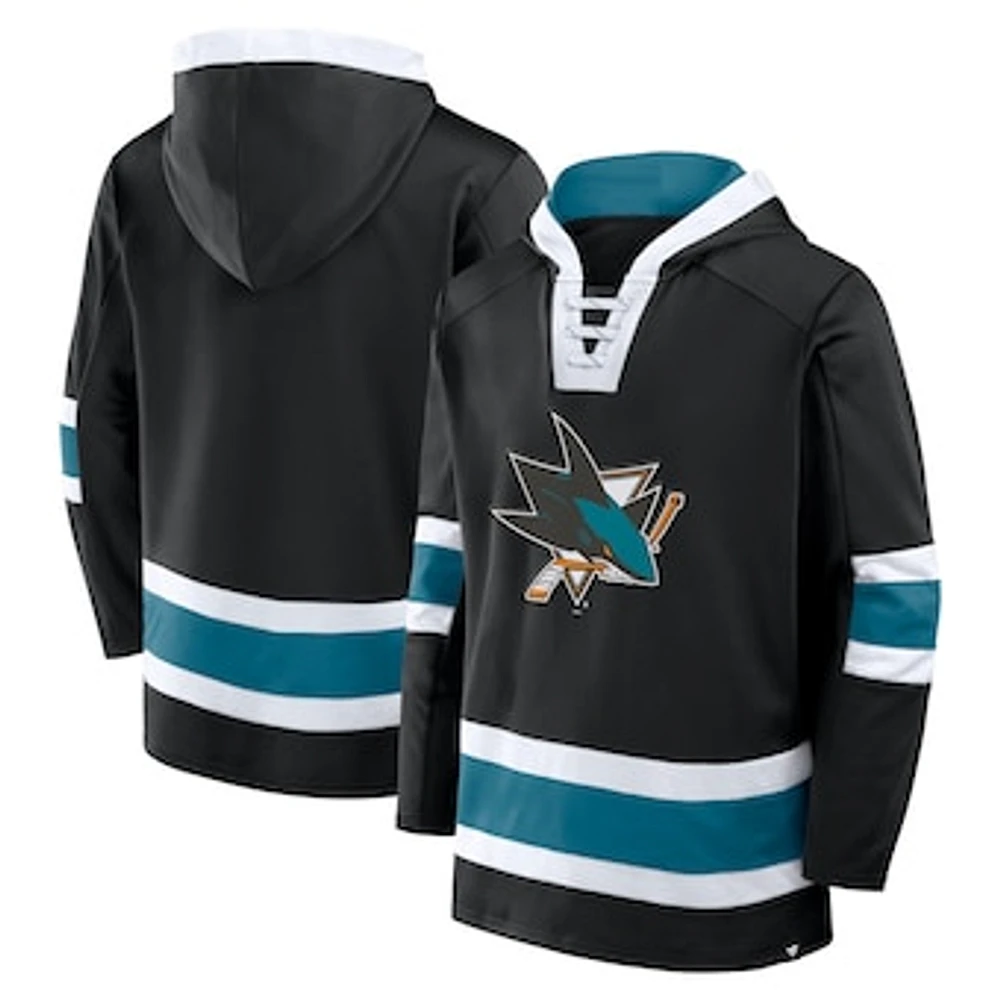 Men's Fanatics  Black San Jose Sharks Inside Line Fleece Pullover Hoodie