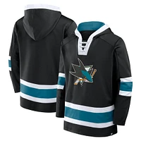 Men's Fanatics  Black San Jose Sharks Inside Line Fleece Pullover Hoodie