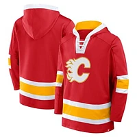 Men's Fanatics  Red Calgary Flames Inside Line Fleece Pullover Hoodie