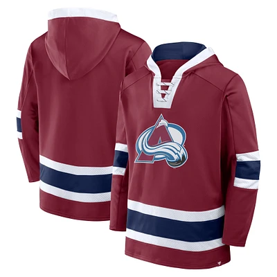 Men's Fanatics  Burgundy Colorado Avalanche Inside Line Fleece Pullover Hoodie