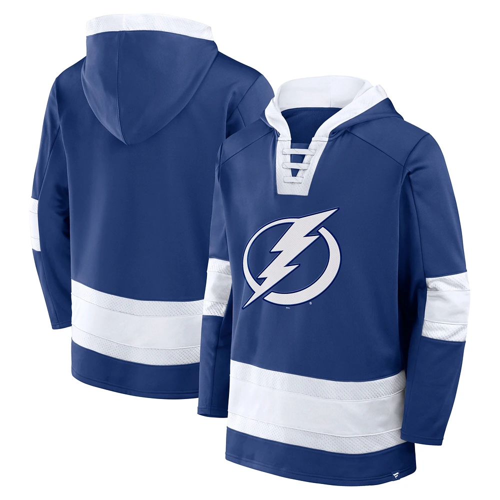 Men's Fanatics  Blue Tampa Bay Lightning Inside Line Fleece Pullover Hoodie