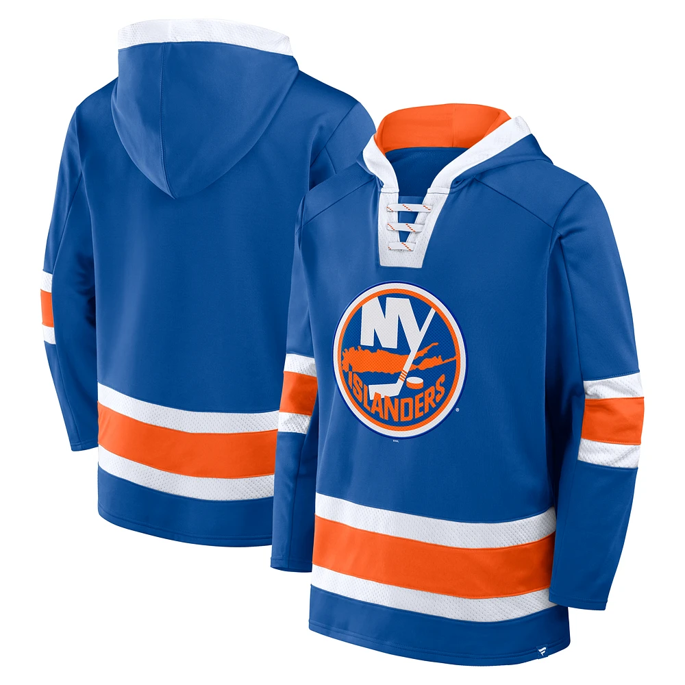 Men's Fanatics  Royal New York Islanders Inside Line Fleece Pullover Hoodie