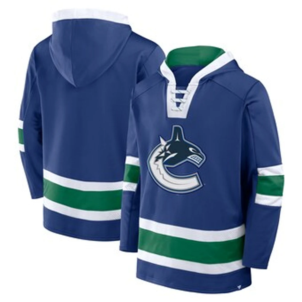 Men's Fanatics Blue Vancouver Canucks Inside Line Fleece Pullover Hoodie