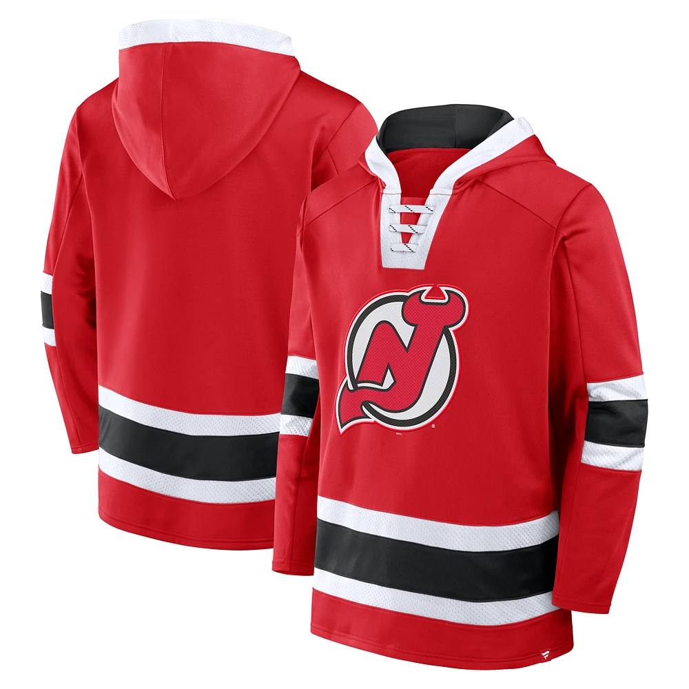 Men's Fanatics  Red New Jersey Devils Inside Line Fleece Pullover Hoodie