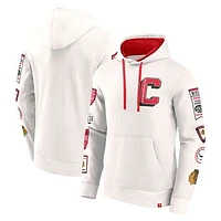 Men's Fanatics White Chicago Blackhawks Letterman Fleece Pullover Hoodie