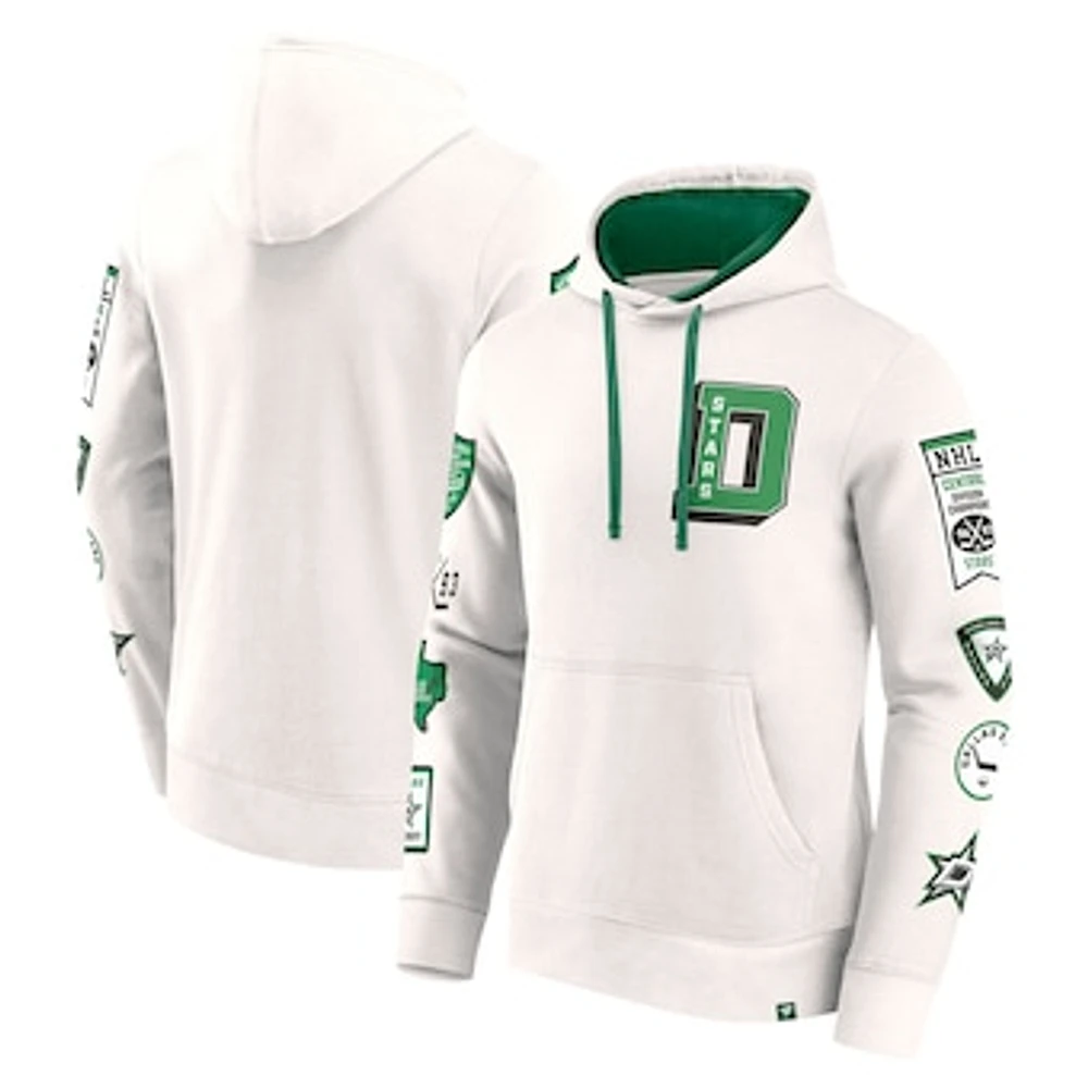 Men's Fanatics White Dallas Stars Letterman Fleece Pullover Hoodie