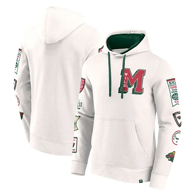 Men's Fanatics White Minnesota Wild Letterman Fleece Pullover Hoodie