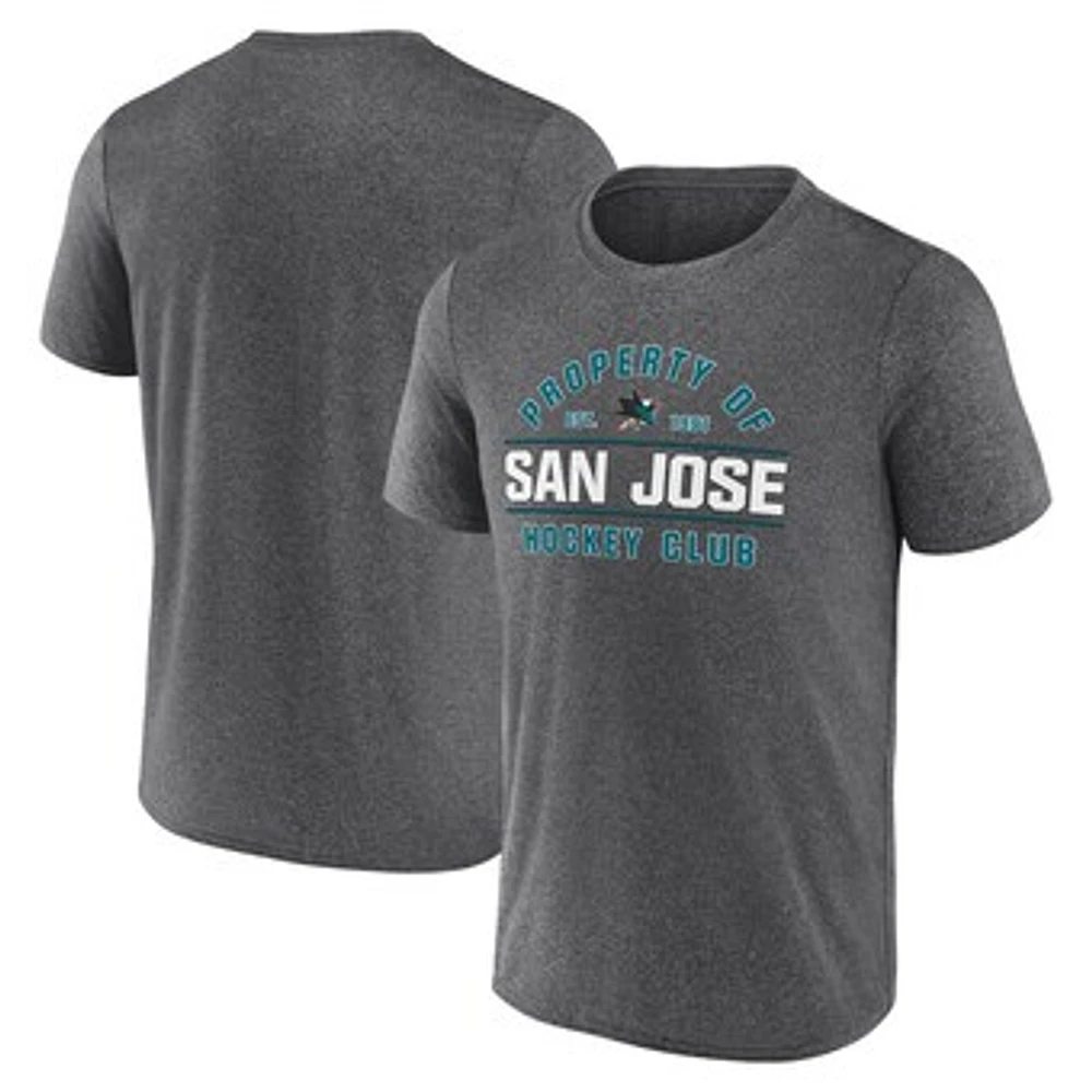 Men's Fanatics Heather Charcoal San Jose Sharks Property Of T-Shirt