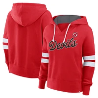 Women's Fanatics Red New Jersey Devils Seize Fleece Pullover Hoodie