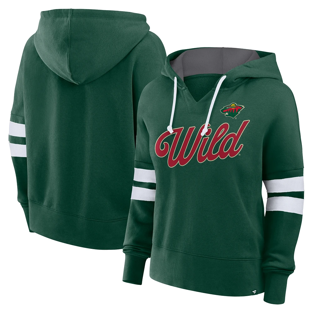 Women's Fanatics Green Minnesota Wild Seize Fleece Pullover Hoodie