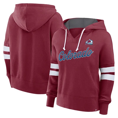 Women's Fanatics Burgundy Colorado Avalanche Seize Fleece Pullover Hoodie