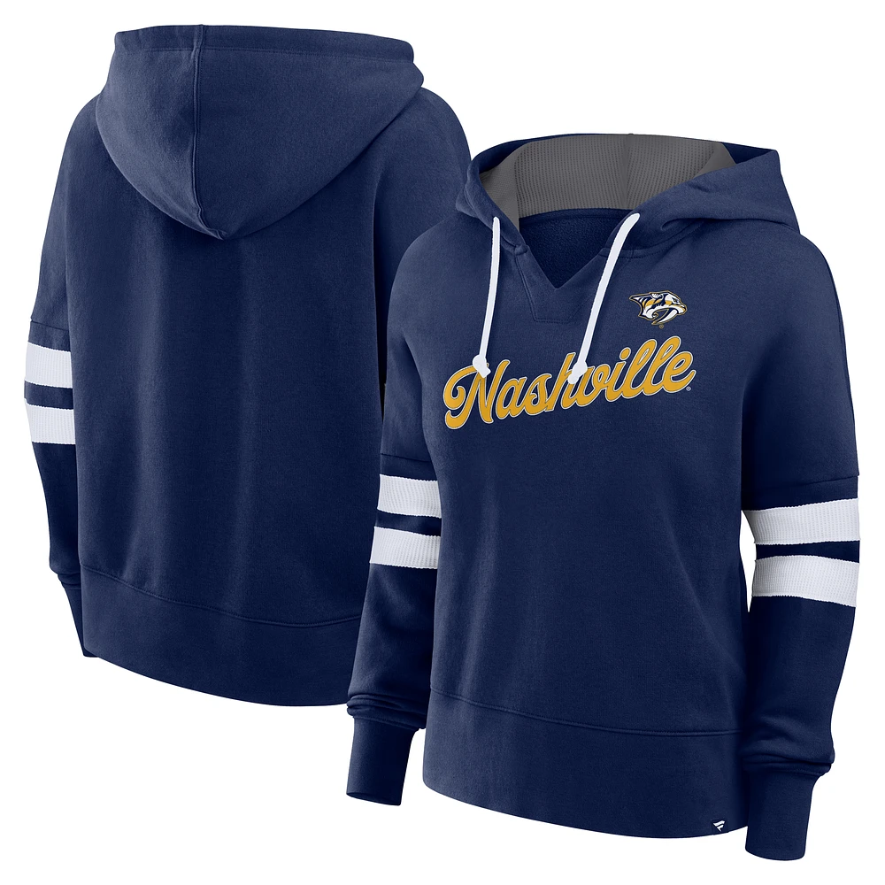 Women's Fanatics Navy Nashville Predators Seize Fleece Pullover Hoodie