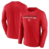 Men's Fanatics Heather Red New Jersey Devils Transition Long Sleeve T-Shirt