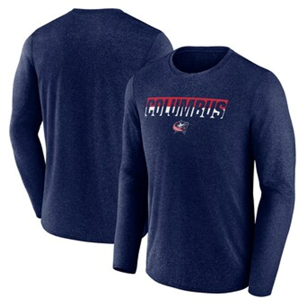 Men's Fanatics Heather Navy Columbus Blue Jackets Transition Long Sleeve T-Shirt