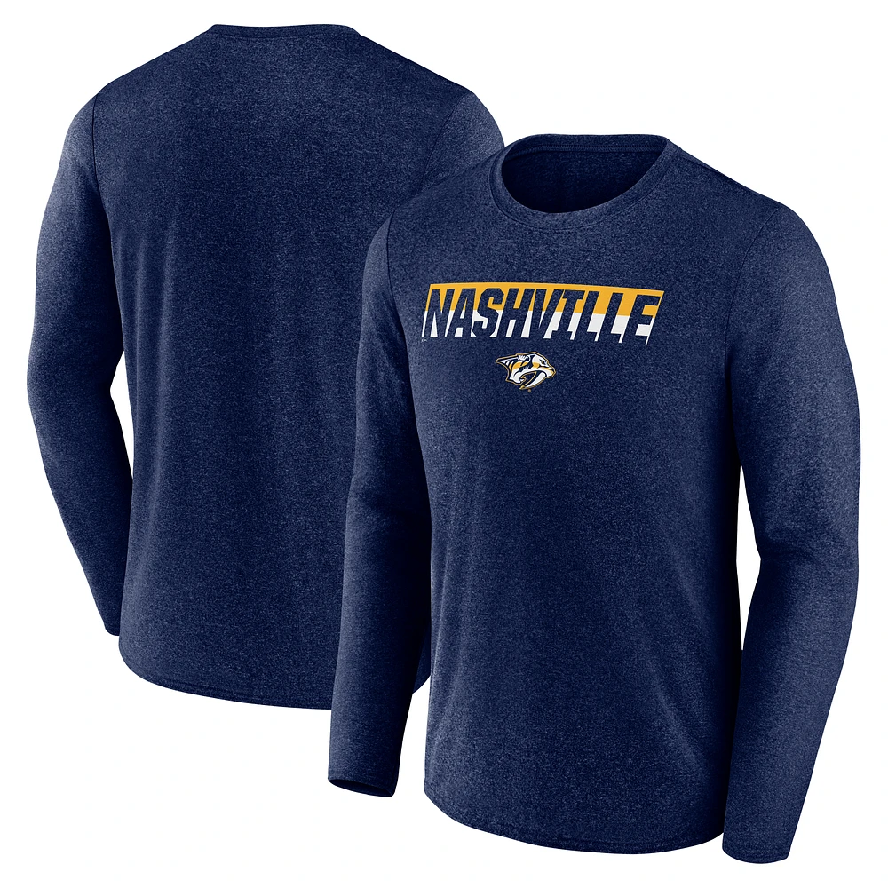 Men's Fanatics Heather Navy Nashville Predators Transition Long Sleeve T-Shirt