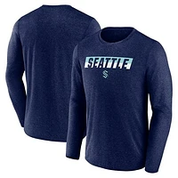 Men's Fanatics Heather Deep Sea Blue Seattle Kraken Transition Long Sleeve T-Shirt