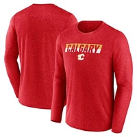 Men's Fanatics Heather Red Calgary Flames Transition Long Sleeve T-Shirt