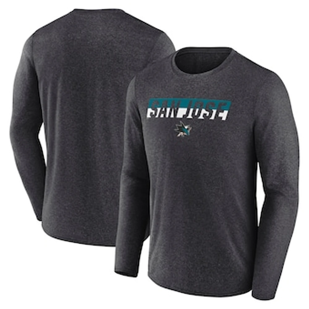 Men's Fanatics Heather Charcoal San Jose Sharks Transition Long Sleeve T-Shirt